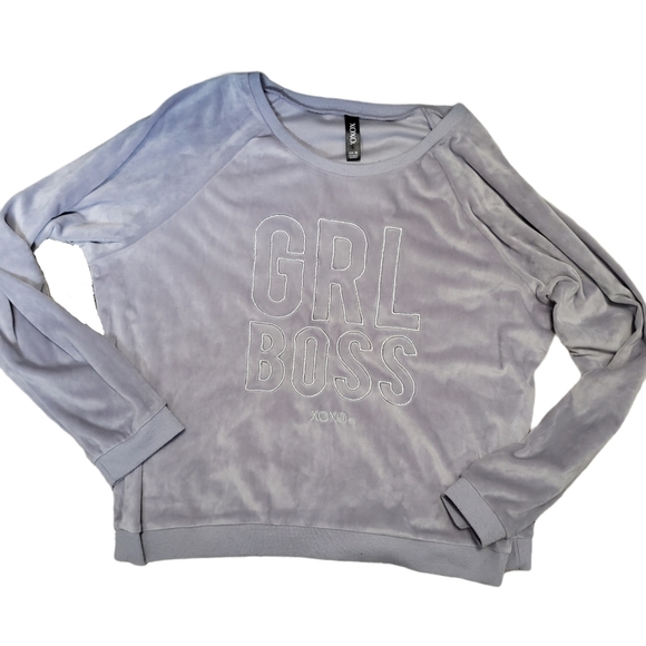 XOXO Velvety Super Soft GRL BOSS Purple Sweater - Picture 1 of 4